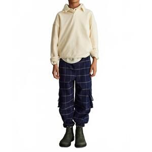 NEW COZMO kid's tobias plaid flannel pants in navy